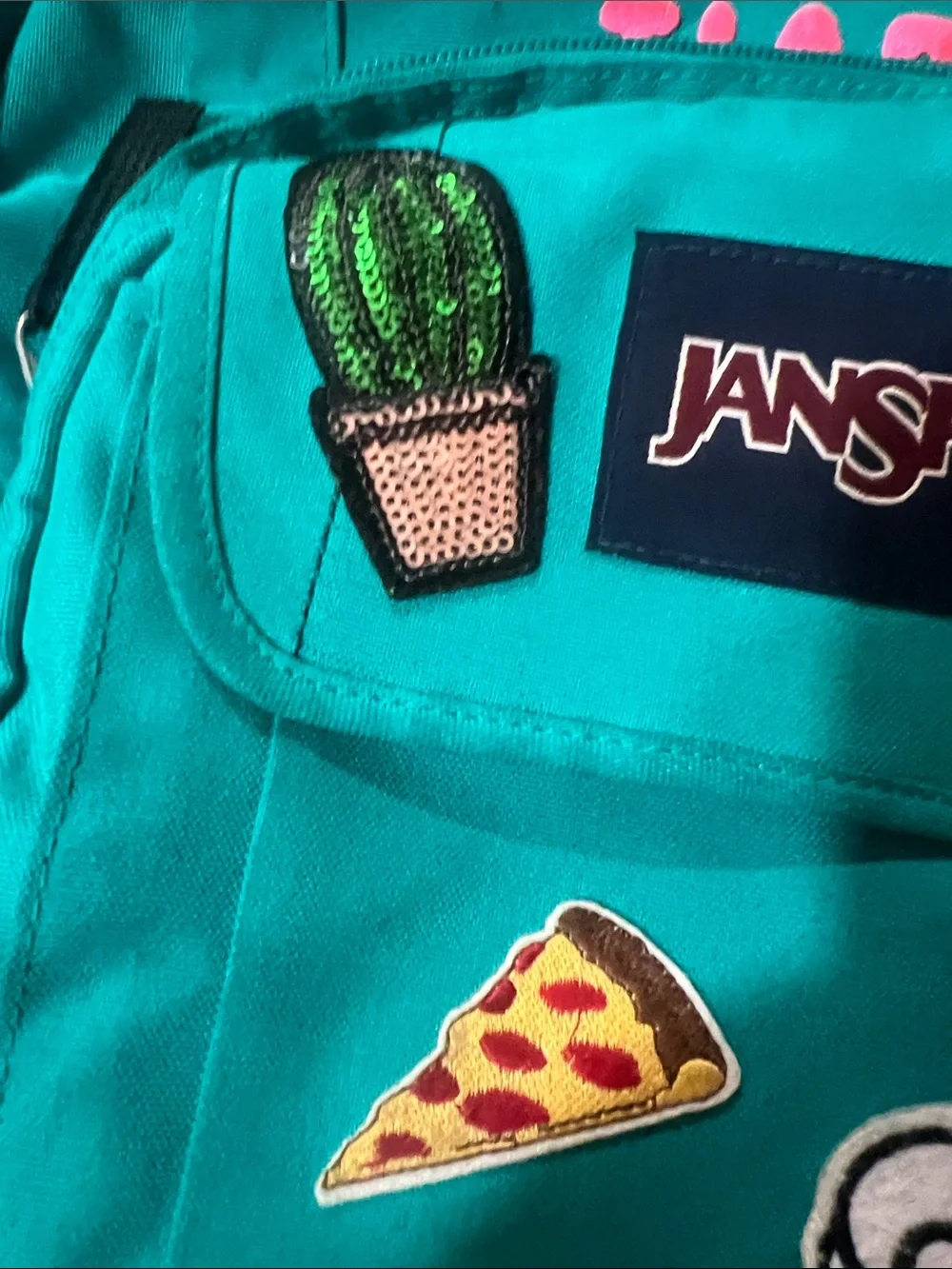 Jansport Teal Backpack with Fun Patches